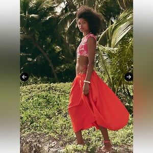 Free People Cherry Tomato Red Flow Skirt